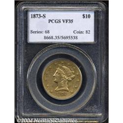 1873-S $10 VF35 PCGS.