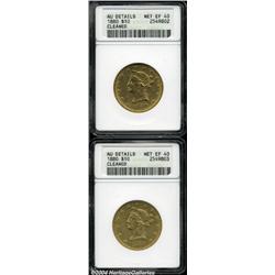 1880 $10 --Cleaned--ANACS, AU Details, Net XF40,