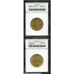 1888-S $10 AU53 ANACS,