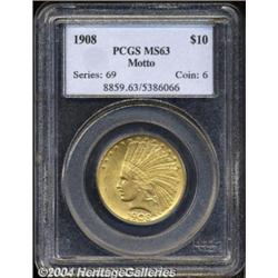 1908 $10 Motto MS63 PCGS.