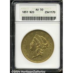 1851 $20 AU50 ANACS.