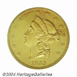 1853/2 $20 AU55 PCGS.