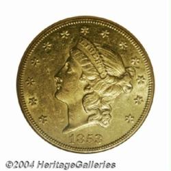 1853-O $20 AU58 NGC.