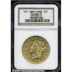 1854 $20 Small Date XF45 NGC.