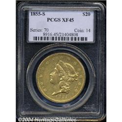 1855-S $20 XF45 PCGS.