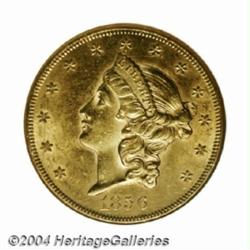 1856 $20 AU58 NGC.