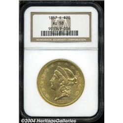 1857-S $20 AU58 NGC.