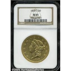 1858-S $20 XF45 NGC.