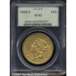 1859-S $20 XF40 PCGS.