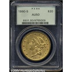 1860-S $20 AU50 PCGS.