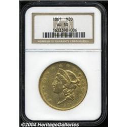 1861 $20 AU50 NGC.