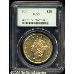 1861 $20 AU53 PCGS.
