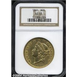 1861 $20 AU53 NGC.
