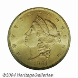 1861 $20 MS62 PCGS.