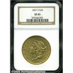 1861-S $20 XF45 NGC.