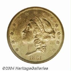 1861-S $20 AU58 NGC.
