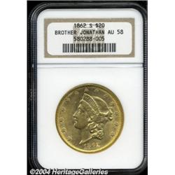 1862-S $20 AU58 NGC.