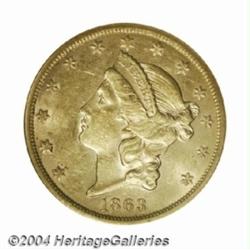 1863-S $20 AU58 NGC.