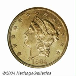 1864 $20 AU58 NGC.