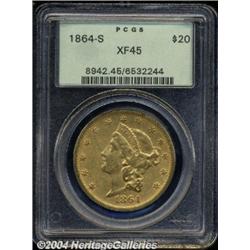 1864-S $20 XF45 PCGS.