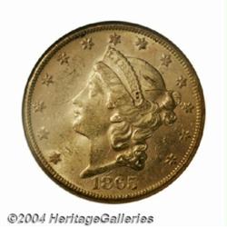 1865-S $20 MS60 NGC.