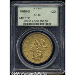 1866-S $20 Motto XF40 PCGS.