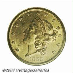 1866-S $20 Motto MS60 NGC.