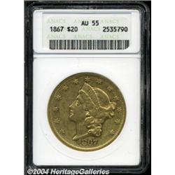 1867 $20 AU55 ANACS.