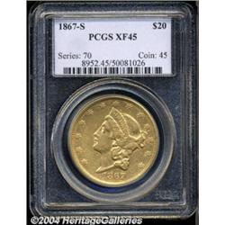 1867-S $20 XF45 PCGS.