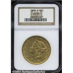 1868-S $20 AU53 NGC.