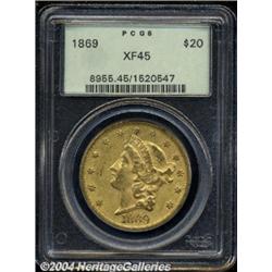 1869 $20 XF45 PCGS.