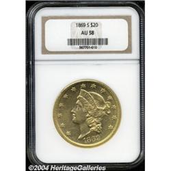 1869-S $20 AU58 NGC.