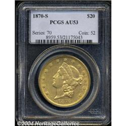 1870-S $20 AU53 PCGS.