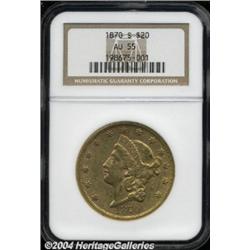 1870-S $20 AU55 NGC.