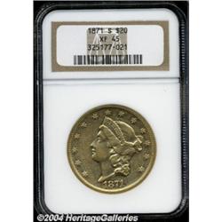 1871-S $20 XF45 NGC.