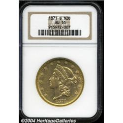 1871-S $20 AU55 NGC.
