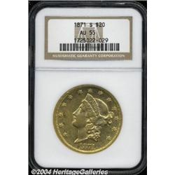 1871-S $20 AU55 NGC.