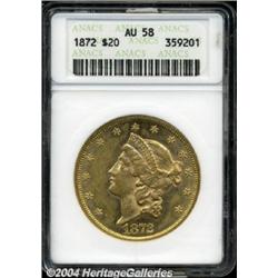 1872 $20 AU58 ANACS.