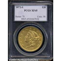 1872-S $20 XF45 PCGS.