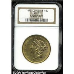 1873 $20 Closed 3 MS61 NGC.