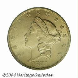 1873 $20 Open 3 MS62 PCGS.