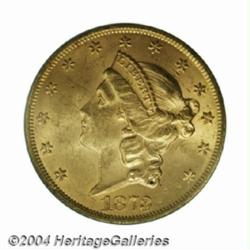 1873 $20 Open 3 MS62 PCGS.