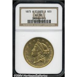 1873-S $20 Closed 3 AU58 NGC.