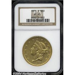 1874-S $20 XF45 NGC.