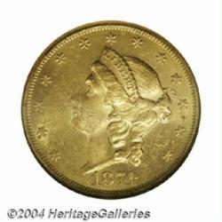 1874-S $20 MS61 NGC.