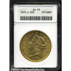 1875-S $20 AU55 ANACS.