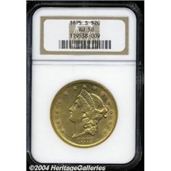 1875-S $20 AU58 NGC.