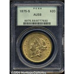 1875-S $20 AU58 PCGS.