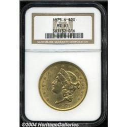 1875-S $20 MS61 NGC.