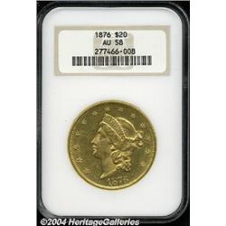 1876 $20 AU58 NGC.